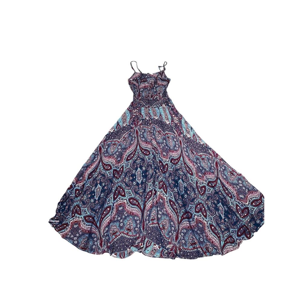 Intro Button Down Spaghetti Strap Bohemian Paisley Maxi Dress Women’s-10